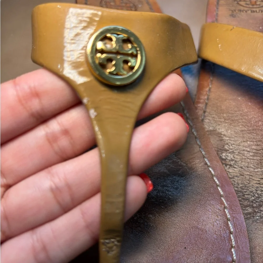 Tory Burch Gold Patent Leather Sandals
